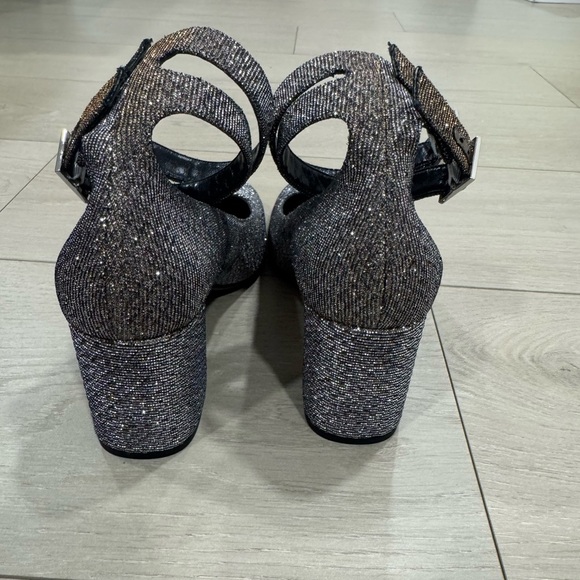 Saint Laurent Silver Metallic Ankle Strap Pump Heels - Picture 10 of 11